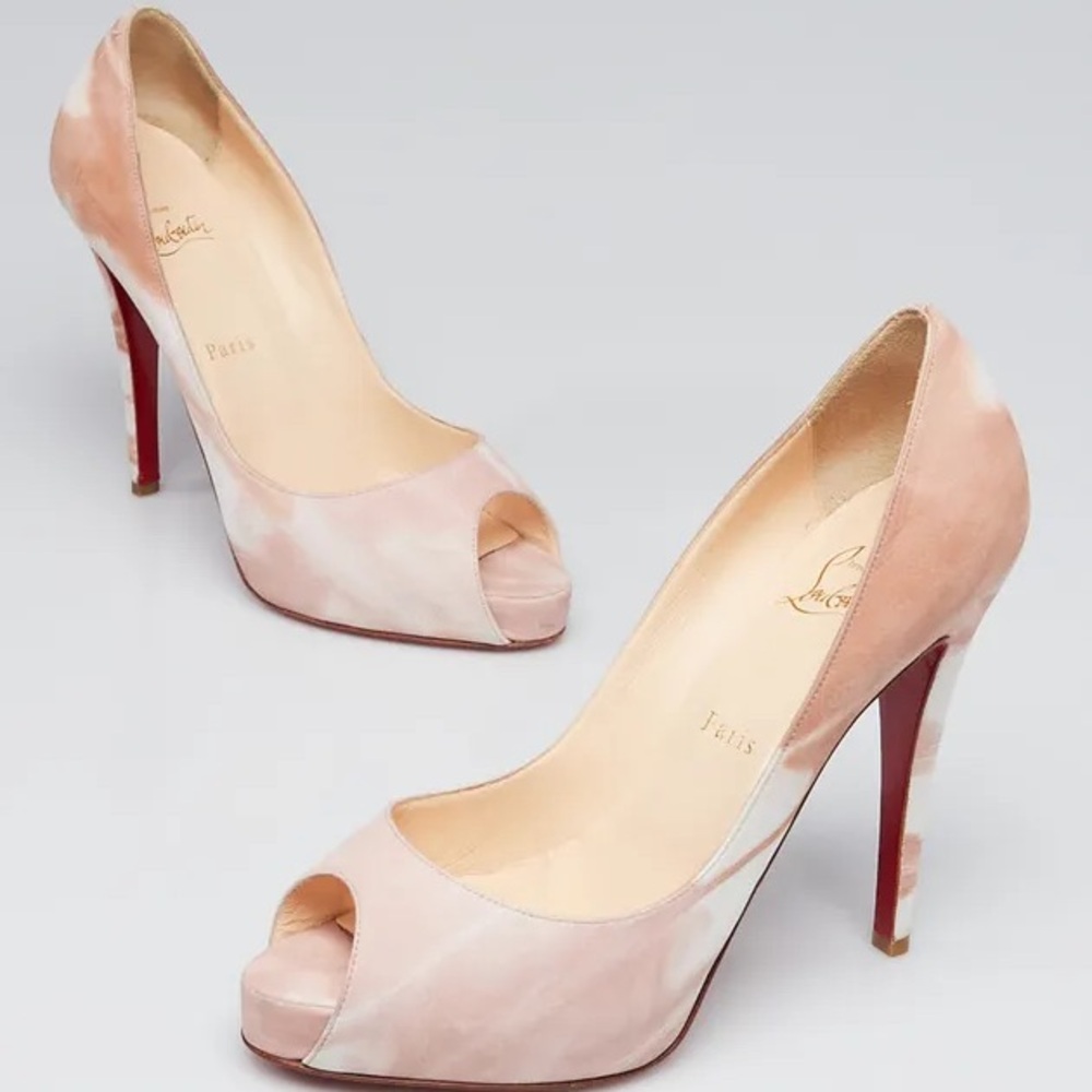 Christian Louboutin Pink Peep-Toe Heels